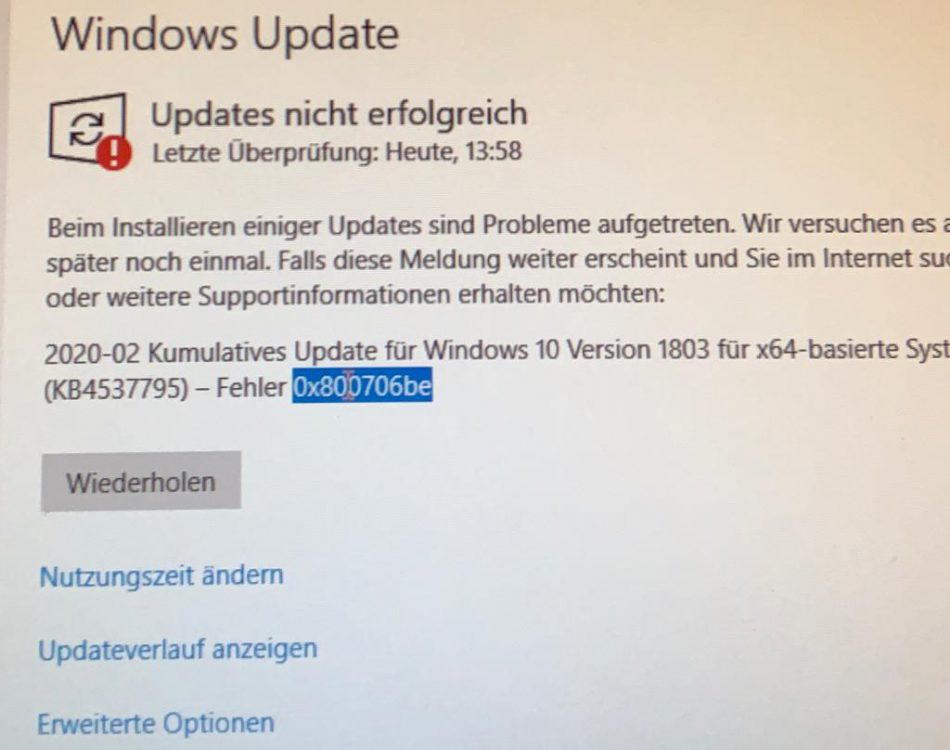 Windows Fehler 0x800706b